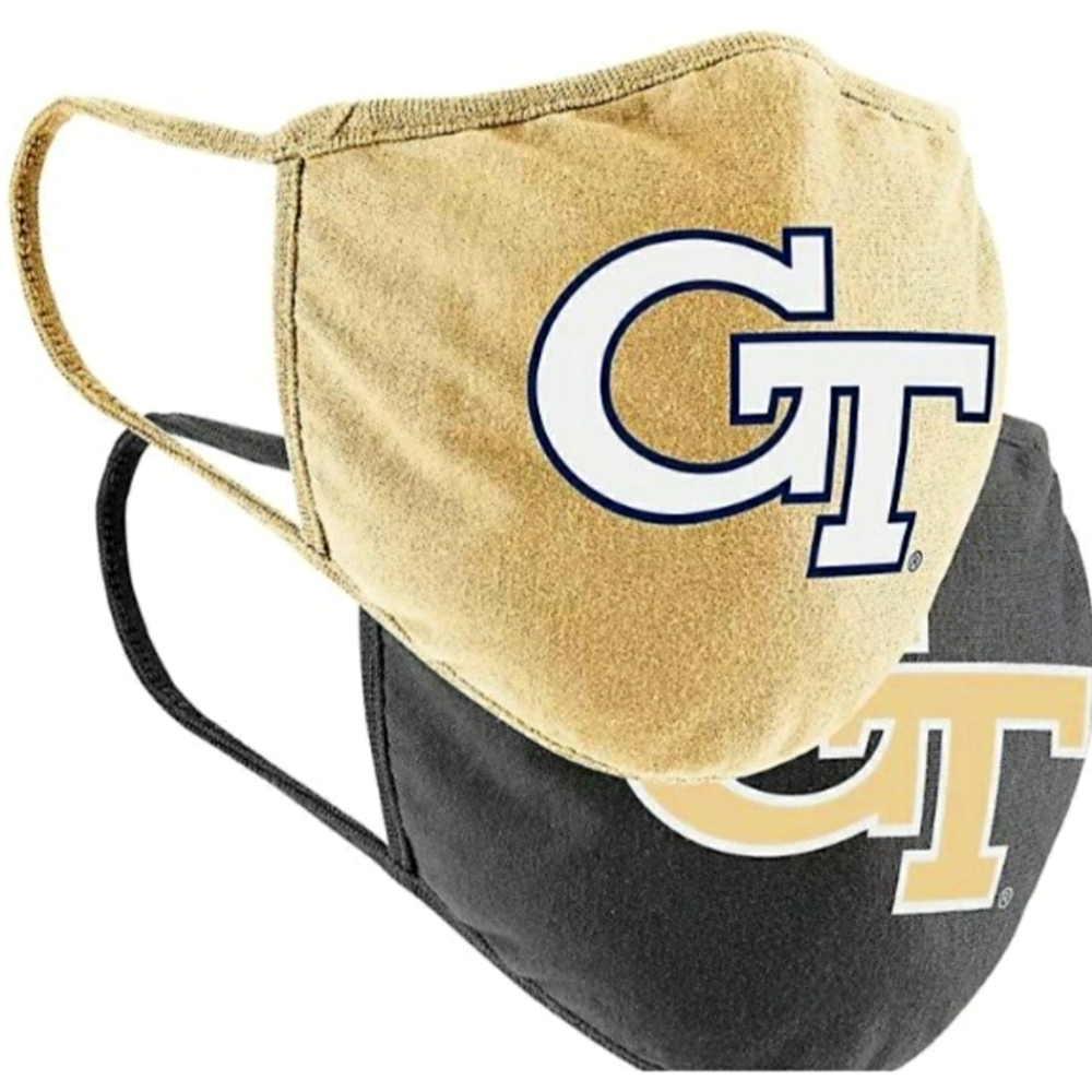 NWT Unisex Georgia Tech Yellow Jackets Colosseum 2 Pack Face Masks